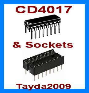 10pcs (5 each) CD4017 4017 IC & 16 Pin DIP IC Sockets  