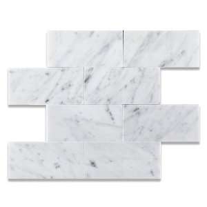  Carrara 3 x 6 Honed Brick Marble Mosaic Tile
