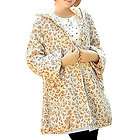 Women Long Sleeve Leopard Pattern Hooded Off White Plus