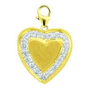  14K Gold 1/10ct HIJ Diamond Heart Spring Ring Charm Arts 