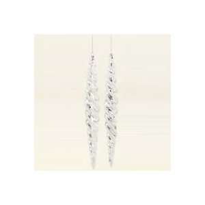  Club Pack of 24 Silver Twisted Icicle Finial Christmas 