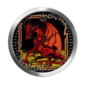  Modern Wall Clock Red Dragon Tapestry 