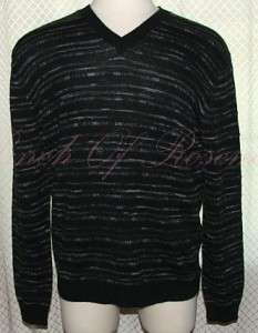 Calvin Klein Mens Merino Wool Space Dye V Neck Sweater Black  