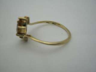 10K Yellow Gold 3 Stone Ring Topaz/Citrine Amethyst Aquamarine  