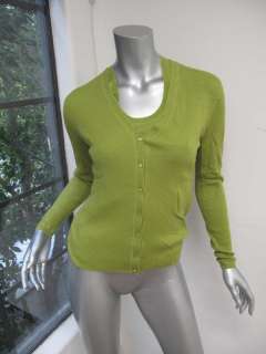 TSE Pea Green Long Sleeve Button Down Ribbed Sweater & Sleeveless Top 
