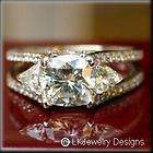 35 CT MOISSANITE CUSHION TRILLION 3 STONE MICRO PAVE ANTIQUE 