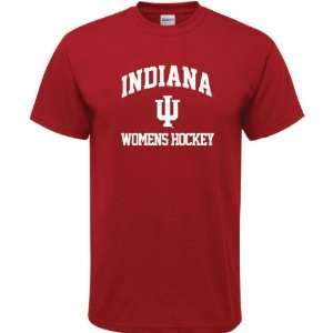  Indiana Hoosiers Cardinal Red Womens Hockey Arch T Shirt 