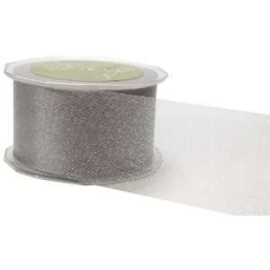  May Arts 1 Inch Wide Ribbon, Silver Sheer Twinkle Arts 