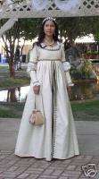 Renaissance Medieval SCA Italian Dress Gown Ivory/Gold  