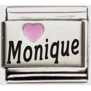  Monique Pink Heart Laser Name Italian Charm Link Jewelry
