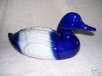 Blue and White Ceramic Duck  