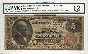1882 $5 PROVIDENCE RHODE ISLAND   FR 467 PMG FINE 12  