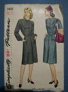 VTG 1940S SIMPLICITY WOMENS DRESS SEWING PATTERN 18/36  