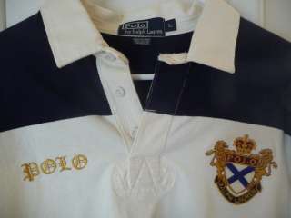 Ralph Lauren Polo Mens Rugby Shirt L Large w/gold Crest  