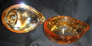 Vintage Jeannette Glass Carnival Iridescent Marigold Orange Duck Dish 