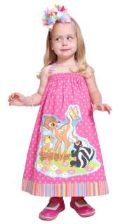   Boutique 4 GIRL DISNEY Retro Dress Top Bambi Fabric Applique  