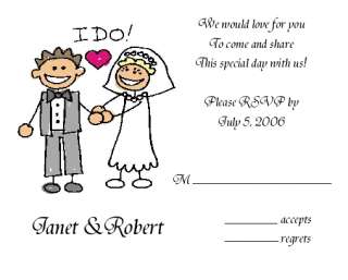 100 Cute Couple Wedding RSVP Post Cards  