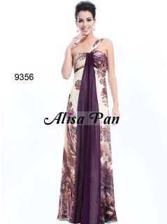 Floral Printed One Shoulder Chiffon long Prom Dresses 09356 