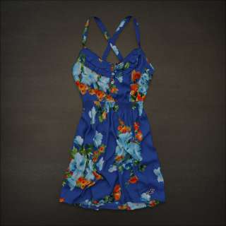 NWT HOLLISTER by Abercrombie womens Blue Hermosa Floral Dress S, L 