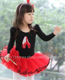 Pink White black baby toddler Girl Leotard Ballet Tutu Costume Dress 3 