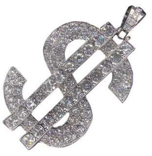 Iced versilbert $ Dollar Zeichen Anhänger hiphop bling Kette  