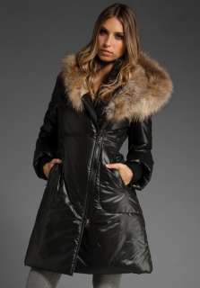 MACKAGE Liz Puffy Coat with Fur Hood in Black  