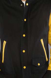 Joyrich The Duo Color Varsity Jacket in Black Yellow  Karmaloop 