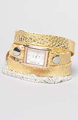 La Mer The Gold Sparkle Chain Wrap Watch in Ivory Frost