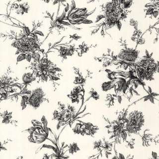The Wallpaper Company 56 sq.ft. Black And White Large Floral Wallpaper 