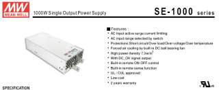 MEANWELL MEAN WELL DC Power Supply SE 1000 24 1000W NEW  