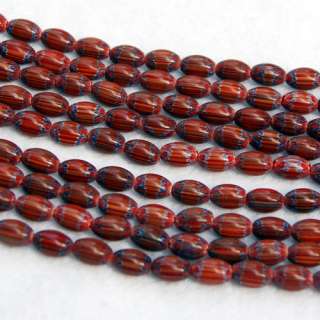Red 12x8mm Millefiori Glass Oval Round Loose Beads FS  