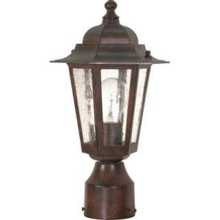 Glomar Cornerstone 1  Light 14 In. Post Lantern With Clear Seed Glass 