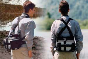 Battery backpack padded harness, transport batterie  