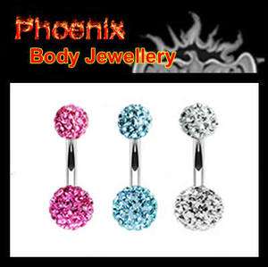 Petite Ferido Crystal Double Ball Surgical Steel Belly Bar  