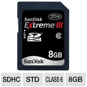 SanDisk 8GB SDHC Extreme® III   20MB/sec, RescuePRO Software, Class 6 