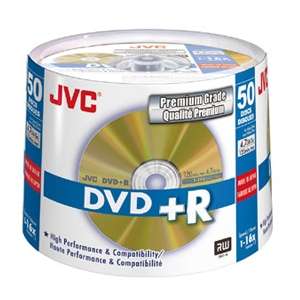 JVC VP R47HGS50 DVD+R Spindle   16X, 50 Pack, Gold Lacquer at 