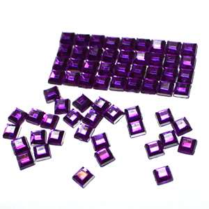 150 pcs Acrylic Rhinestone 4mm Square Flatback Purple  