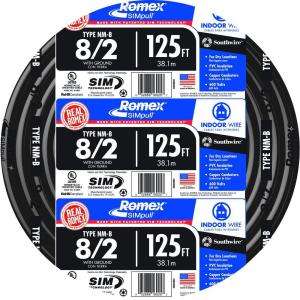 Southwire 125 ft. 8/2 NM B Wire 28893602 