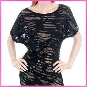 W113 – AMBER See Through Cut Out Mesh Tunic Top/Dress  