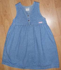 Vintage OshKosh 5 Girls Denim jumper dress USA Made  