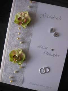 Gästebuch Hochzeit,Orchidee,Grün/ Creme ,Dekoration,  