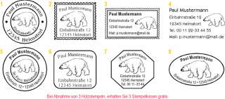 Eisbär Bär Teddy   Dein persönl. Adressenstempel 01  