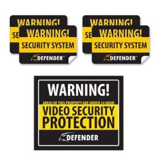 Defender Indoor Video Security System Warning Sign with 4 Window 
