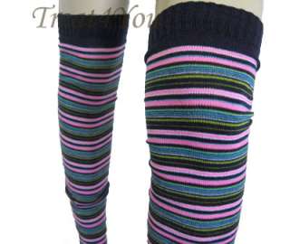 Dance Aerobic Wear Striped Rainbow Colors Leg Warmers  