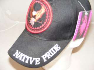 EAGLE PEACE PIPE NATIVE PRIDE BLACK INDIAN HAT CAP  