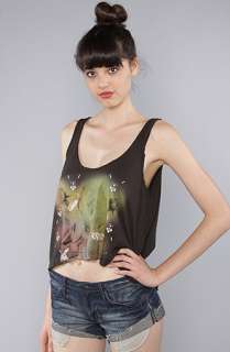 Rebel Yell The Airbrushed Roses Cropped Tank Top L Black  