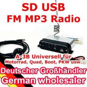 500 AU   12V Motorrad  FM Player USB SD mit Aussenlautsprechern 