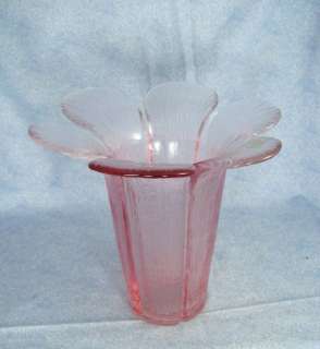 Viking Glass Heavy Pink Flower Petal Vase  