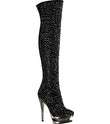Pleaser Day & Night Fascinate 3010   Black/Pewter Chrome Leather/Suede 
