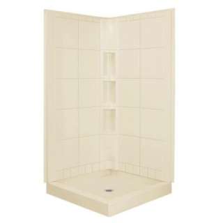   Plumbing Intrigue 39 in. x39 in. x 79 1/8 in. Shower Stall in Almond